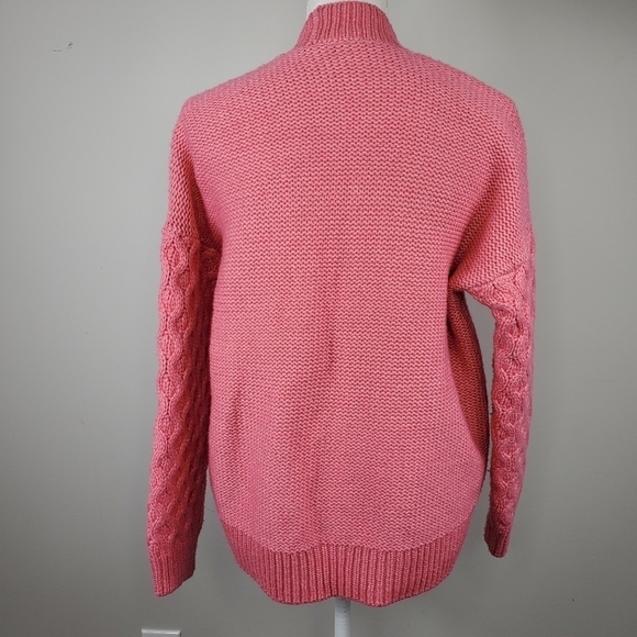 Gap Pink Wool Open Cardigan Cable Knit Sleeves - Picture 9 of 12
